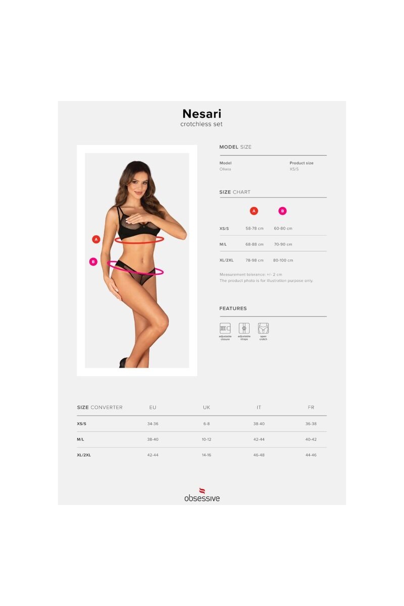 OBSESSIVE - NESARI SET DOS PIEZAS CROTCHLESS XL/XXL