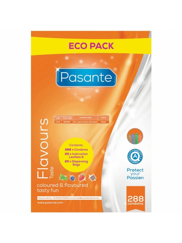PASANTE - PRESERVATIVO ECO PACK SABORES BOLSA 288 UNIDADES