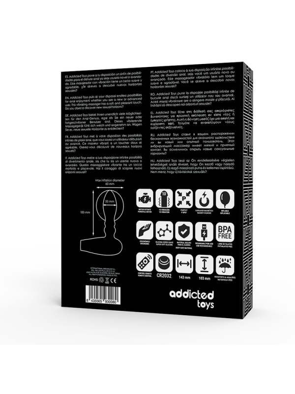ADDICTED TOYS - PLUG INFLABLE CONTROL REMOTO 10 MODOS DE VIBRACION
