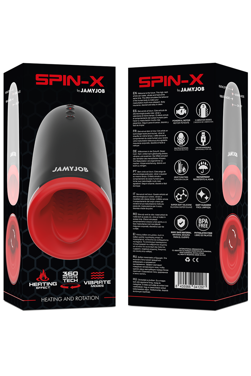 JAMYJOB - SPIN-X MASTURBADOR CON ROTACIÓN Y FUNCIÓN CALOR