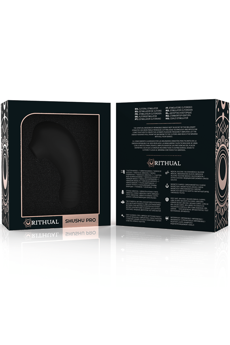RITHUAL - SHUSHU PRO POCKET ESTIMULADOR CLITORIS 2  MOTORES AZABACHE
