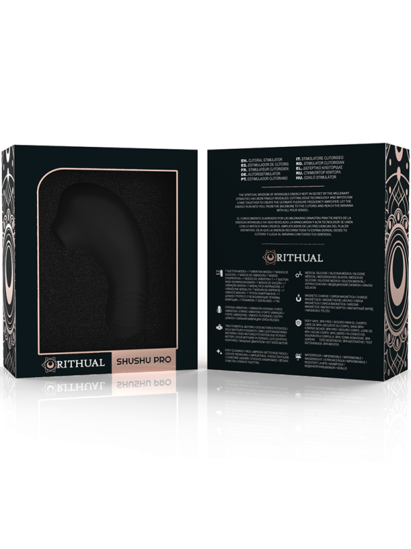 RITHUAL - SHUSHU PRO POCKET ESTIMULADOR CLITORIS 2  MOTORES AZABACHE