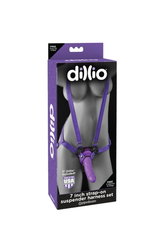 DILLIO - ARNES STRAP ON CON TIRANTES Y DILDO 17.8 CM