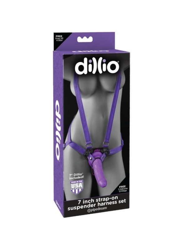 DILLIO - ARNES STRAP ON CON TIRANTES Y DILDO 17.8 CM