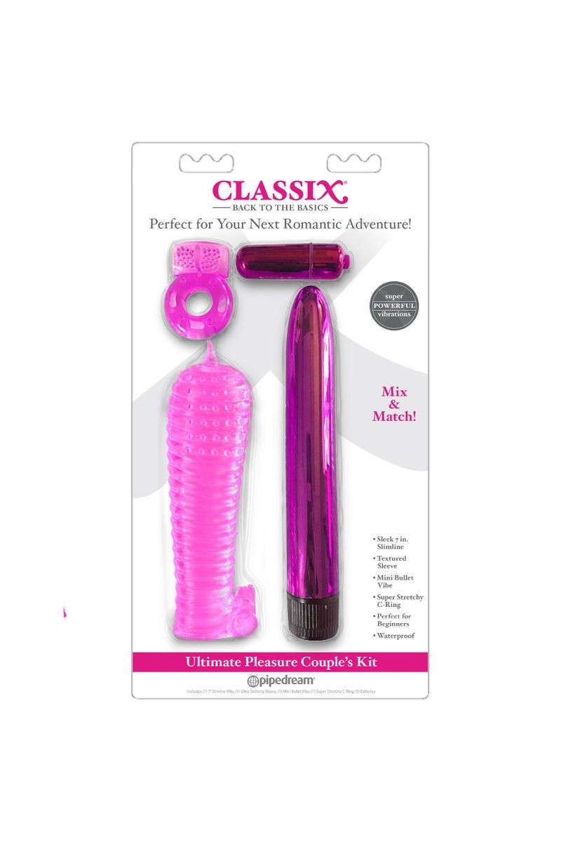 CLASSIX - KIT PARA PAREJAS CON ANILLO, FUNDA Y BALAS ROSA
