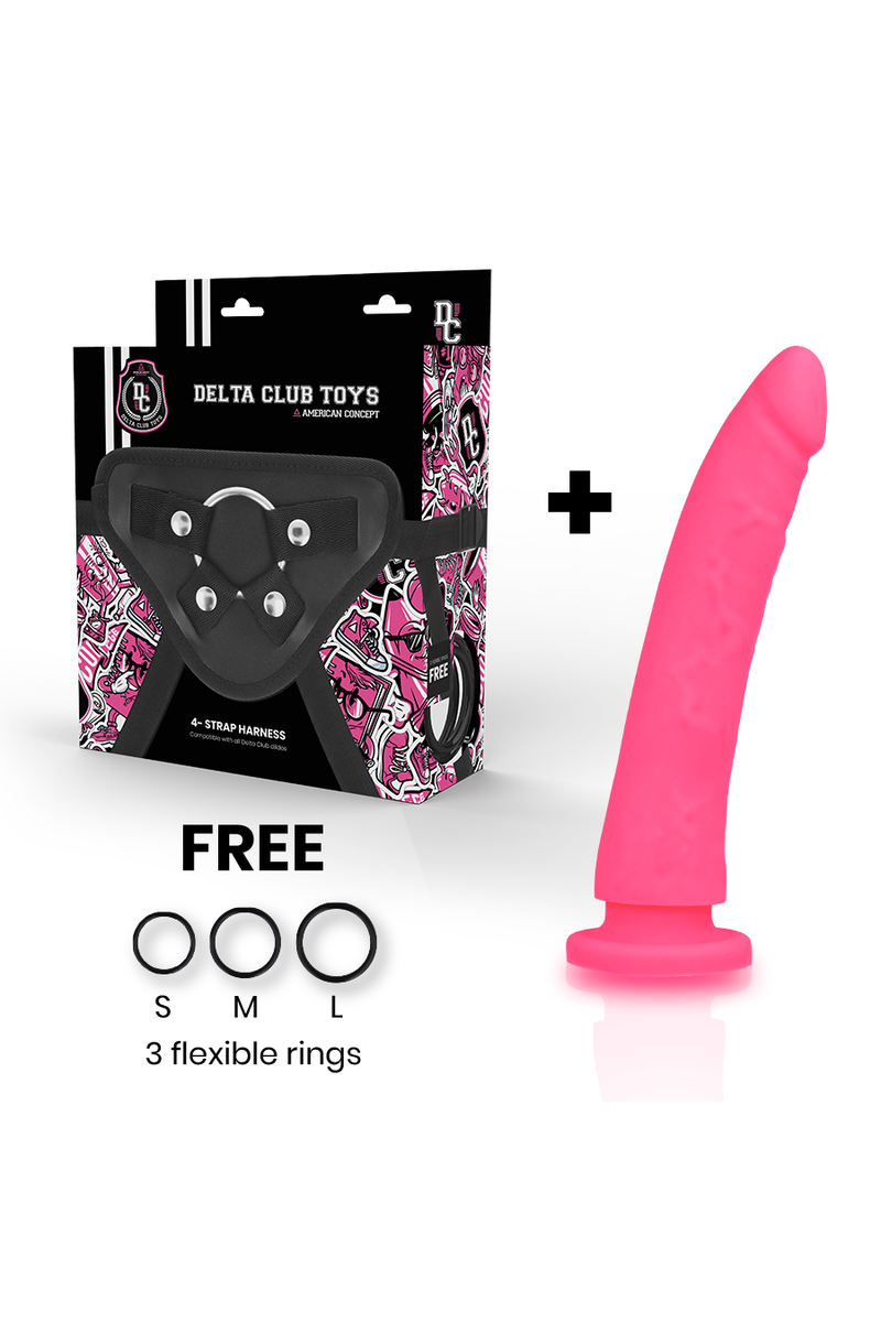 DELTA CLUB - TOYS ARNES + DILDO ROSA SILICONA MEDICA 17 X 3 CM