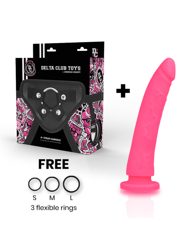 DELTA CLUB - TOYS ARNES + DILDO ROSA SILICONA MEDICA 17 X 3 CM