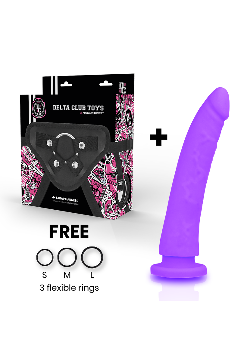 DELTA CLUB - TOYS ARNES + DILDO LILA SILICONA MEDICA 20 X 4 CM