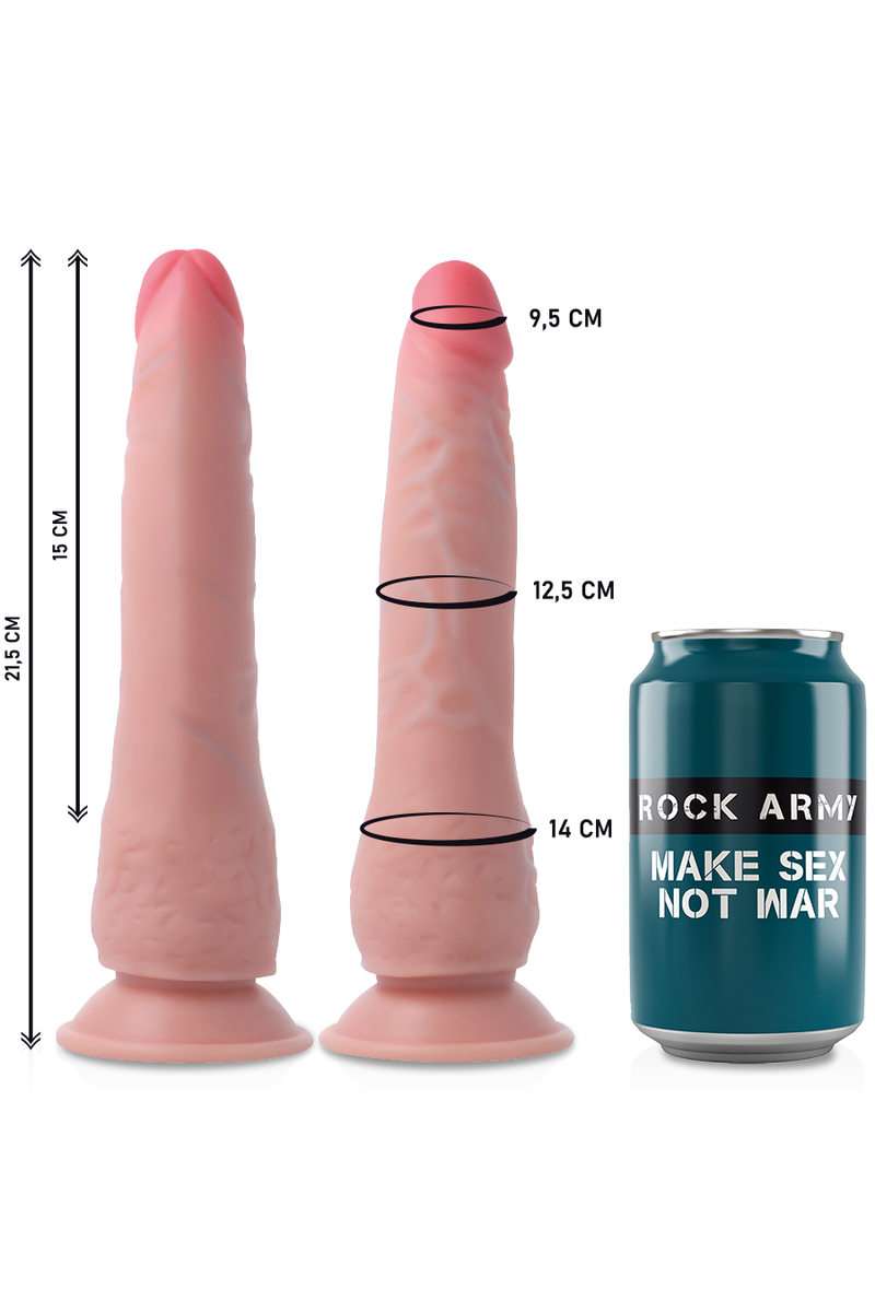 ROCKARMY - ARNÉS + DUAL DENSITY CRUSADER DILDO REALISTA 21,5CM