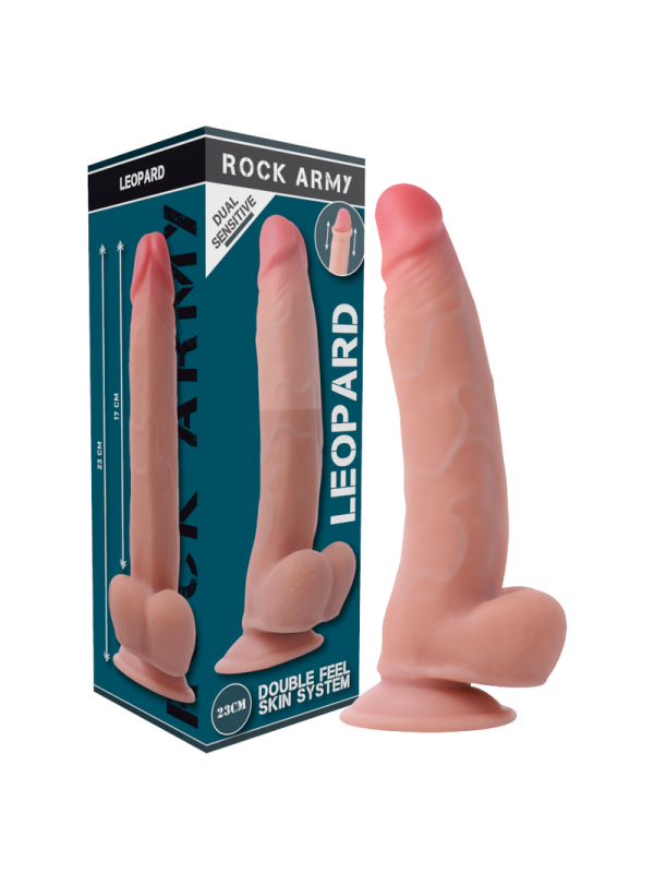 ROCKARMY - ARNÉS + DUAL DENSITY LEOPARD DILDO REALISTA 23 CM