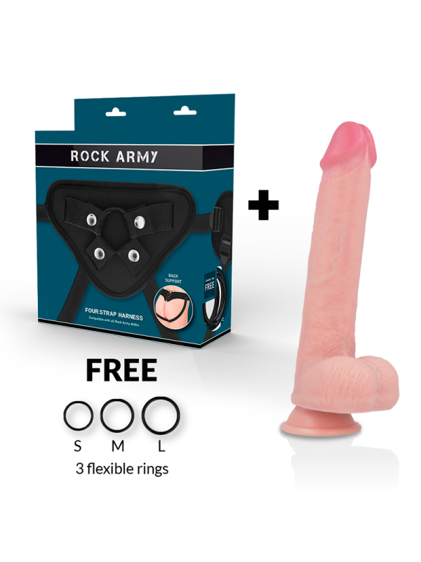ROCKARMY - ARNÉS + LIQUID SILICONE DILDO PREMIUM KINGCOBRA 24CM