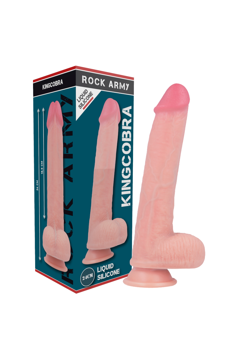 ROCKARMY - ARNÉS + LIQUID SILICONE DILDO PREMIUM KINGCOBRA 24CM
