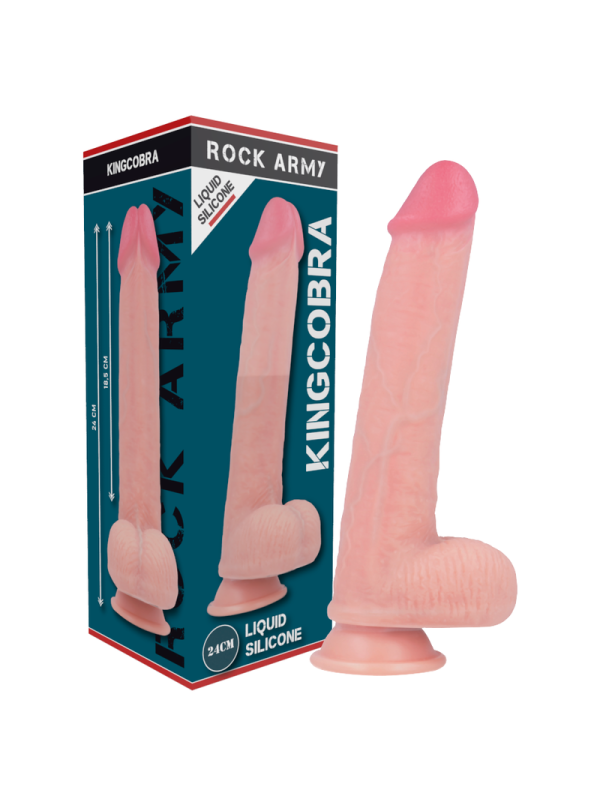 ROCKARMY - ARNÉS + LIQUID SILICONE DILDO PREMIUM KINGCOBRA 24CM