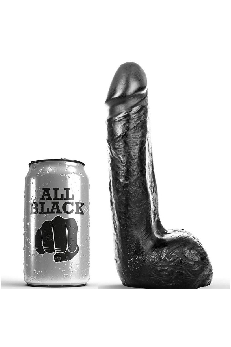 ALL BLACK - DILDO REALISTICO NEGRO SUAVE 20 CM