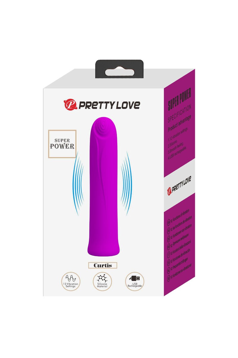 PRETTY LOVE - CURTIS MINI SUPERPOWER 12 VIBRACIONES SILICONA VIOLETA