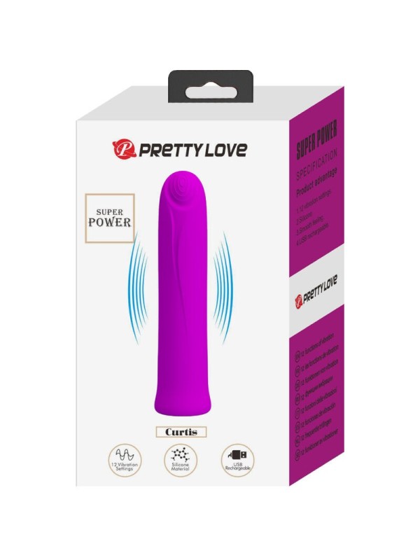 PRETTY LOVE - CURTIS MINI SUPERPOWER 12 VIBRACIONES SILICONA VIOLETA
