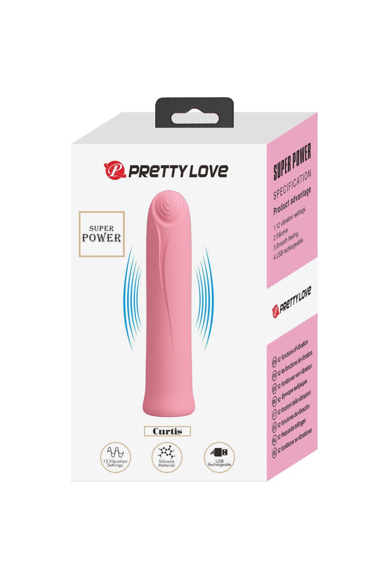 PRETTY LOVE - CURTIS MINI SUPEROWER 12 VIBRACIONES SILICONA ROSA