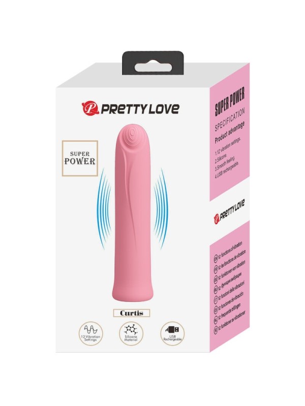PRETTY LOVE - CURTIS MINI SUPEROWER 12 VIBRACIONES SILICONA ROSA