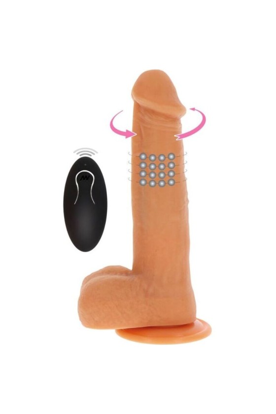 GET REAL - DILDO VIBRADOR CON BOLAS GIRATORIAS NATURAL
