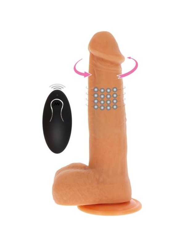 GET REAL - DILDO VIBRADOR CON BOLAS GIRATORIAS NATURAL