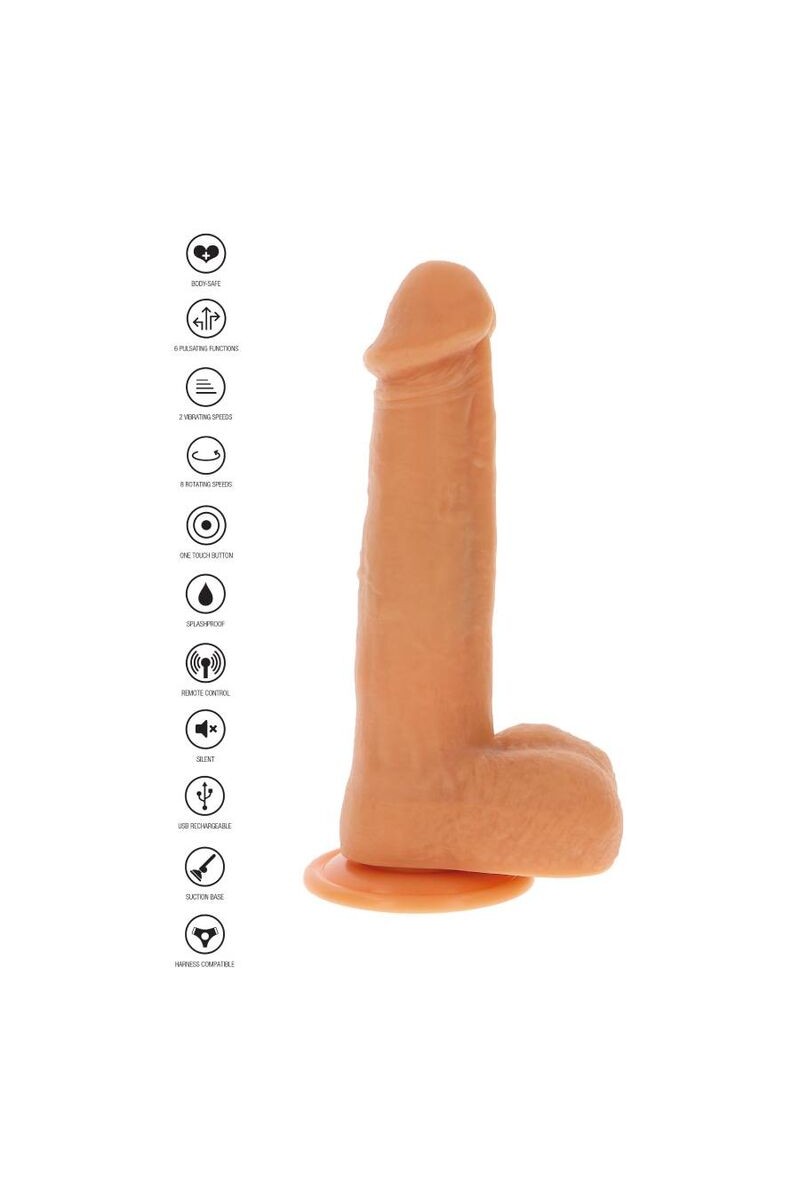 GET REAL - DILDO VIBRADOR CON BOLAS GIRATORIAS NATURAL