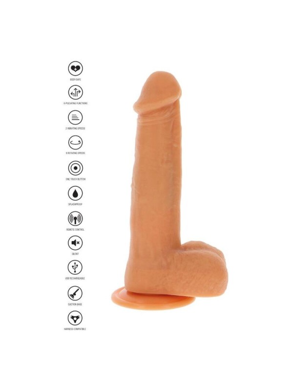 GET REAL - DILDO VIBRADOR CON BOLAS GIRATORIAS NATURAL
