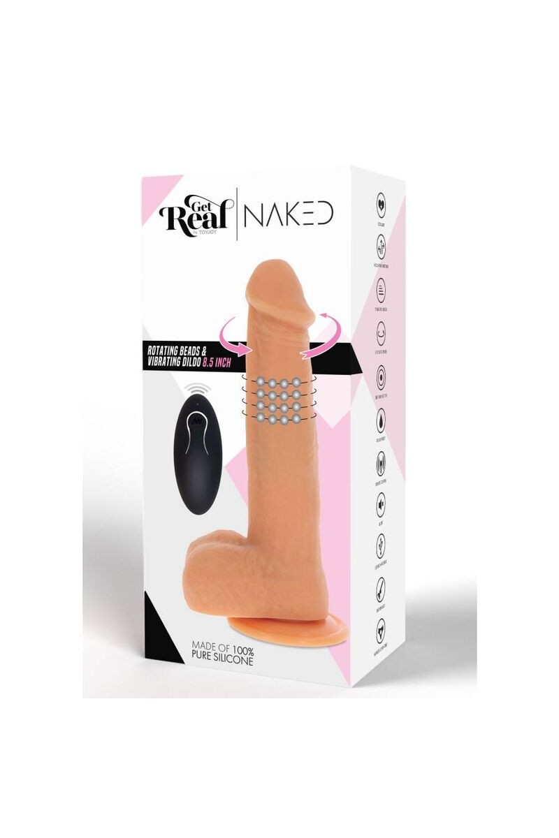 GET REAL - DILDO VIBRADOR CON BOLAS GIRATORIAS NATURAL