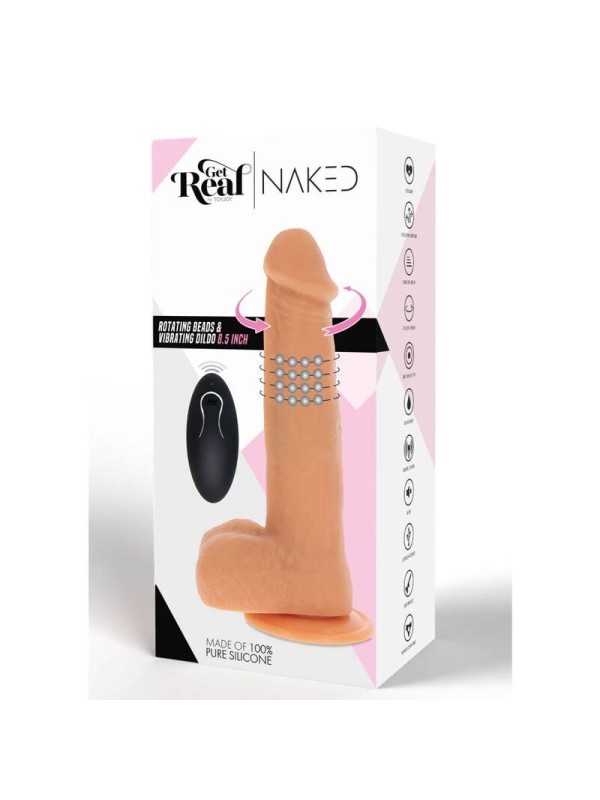 GET REAL - DILDO VIBRADOR CON BOLAS GIRATORIAS NATURAL
